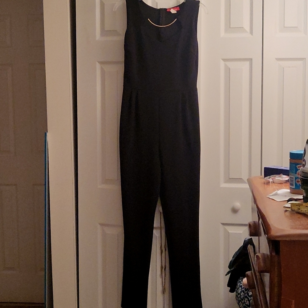Black jumpsuit w/built in necklace